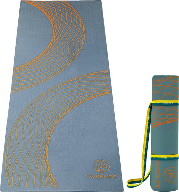 Wiselife Printed Charcoal Grey TPE 6 mm Yoga Mat
