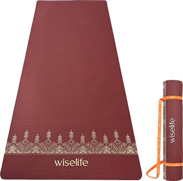 Wiselife Grande XL 6 MM TPE Yoga Mat for Men & Women | Extra Thick, Long & Wide Maroon 6 mm Yoga Mat