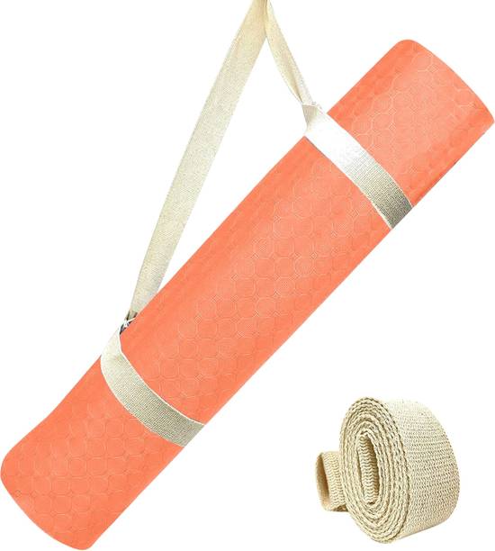 Strauss Anti Skid Eco-Friendly TPE Yoga Mat with Carry Strap, Orange 4 mm Yoga Mat