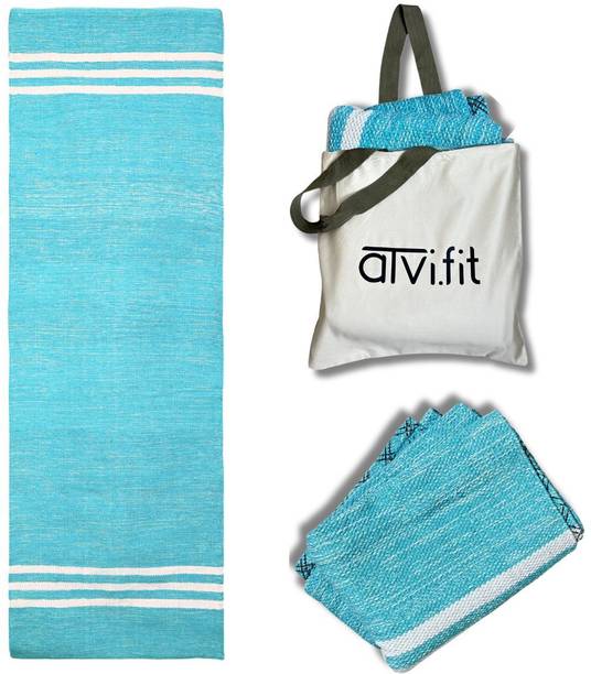 AtviFit Atvi.fit Pure cotton anti-skid, machine wash yoga mat. 73in x 24in, 5mm(Green) Green 5 mm Yoga Mat