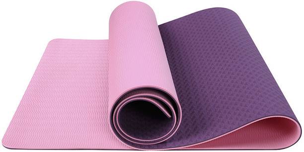 FoxHill Premium TPE Dual Color Anti-Slip with Strap| Purple + Pink| 6 mm Yoga Mat Pink, Purple 6 mm Yoga Mat