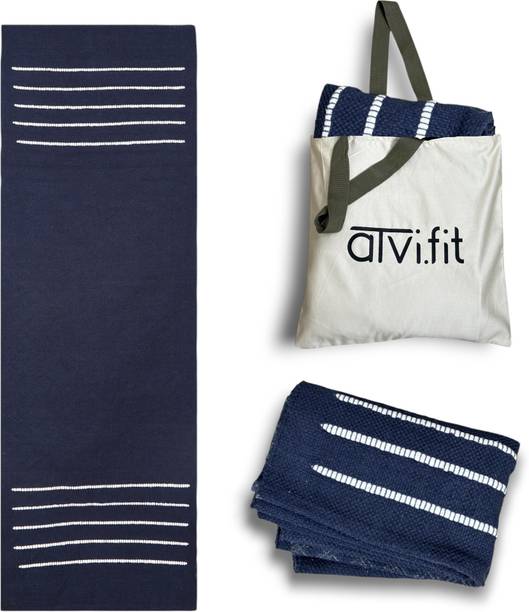 AtviFit Atvi.fit Pure cotton anti-skid,machine wash yoga mat.73in x 24in,5mm(Dark Blue) Blue 5 mm Yoga Mat