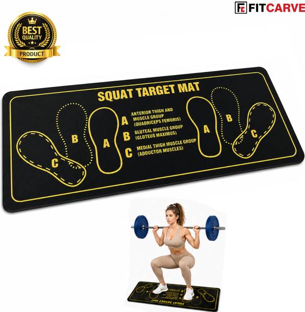 fitcarve Squat Workout Mat with Position Guide Black Black 5 mm Exercise & Gym Mat