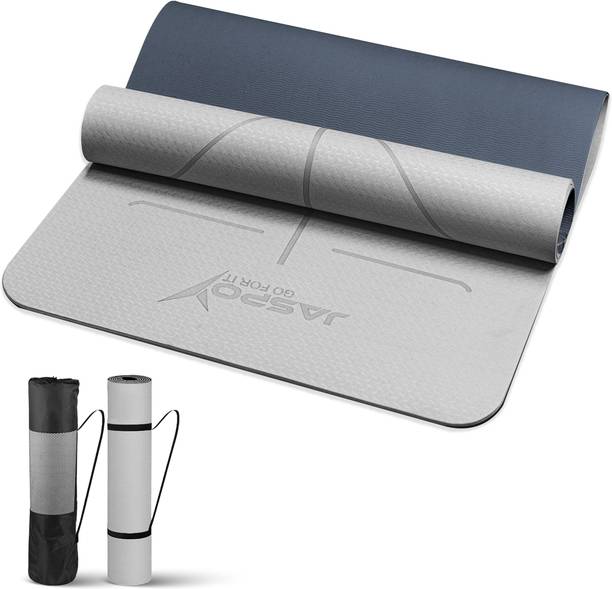 Jaspo Non-Slip Ease Yoga Mat – Durable, Lightweight, Perfect for Yoga & Home Gym Grey, Blue 6 mm Yoga Mat