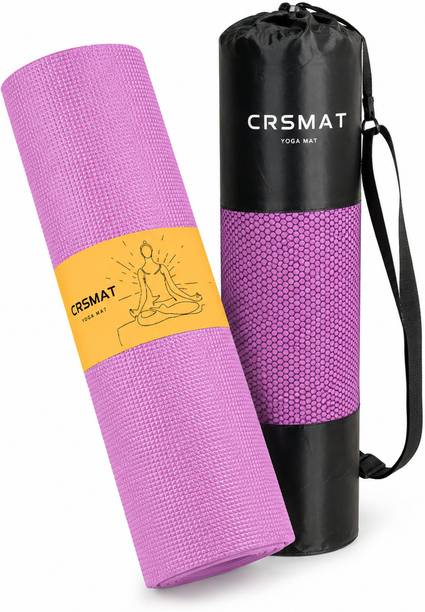 CRSMAT Yoga Mat with Carry Bag for Men | Anti-Skid EVA Exercise Fitness Mat for Home Pink 4.5 mm Yoga Mat