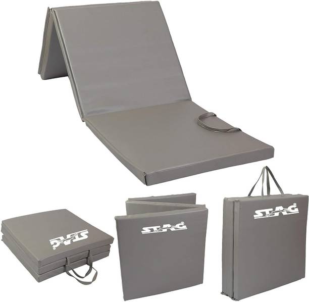 Stag iconic High Density Foam Foldable Tumbling Fitness Mat |Size -180 CM X 120 CM X 30 MM Grey 30 MM mm Exercise & Gym Mat