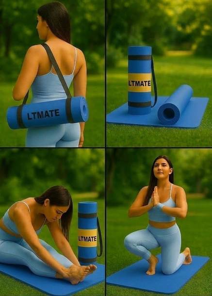 LTMATE 4mm yoga mat with carry strap for women & men blue 4 mm Yoga Mat_new Blue 4 mm Yoga Mat