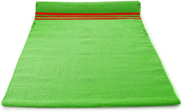 स्ट्रॉस Cotton Yoga Mat for Women & Men | Eco Friendly yoga mat, 6 x 2.5 Ft हरा 4 mm योगा मैट