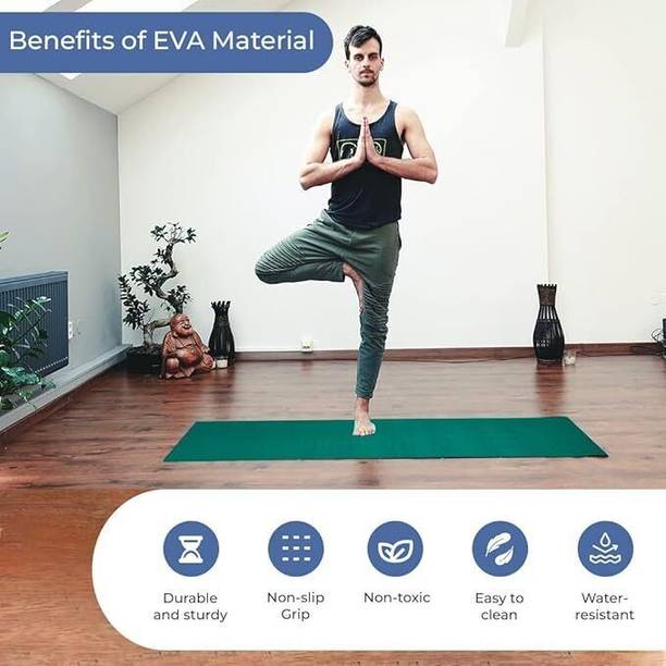 laxmi traders 4mm Yoga Mat with Carrying Strap for Gym Workout and Yoga Exercise Anti-Slip_new Green 4 mm Yoga Mat