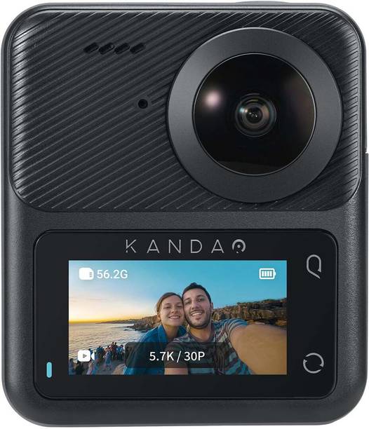 कंडाओ Qoocam3 360 Camera (Dual Battery Bundle), 5.7K Wide-Angle, Realtime Editing स्पोर्ट्स और एक्शन कैमरा