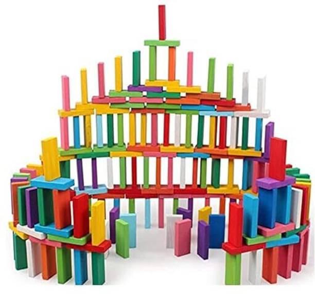 LittleLovik 120 pcs Colorful Educational Domino Set for Kids, Domino Racing Block Set