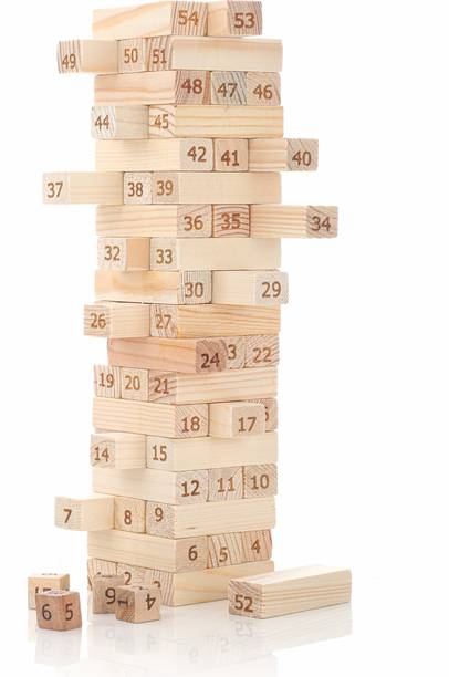 Aditi Toys Tumbling Tower For Kids, Wooden Building Blocks with 4 Dice