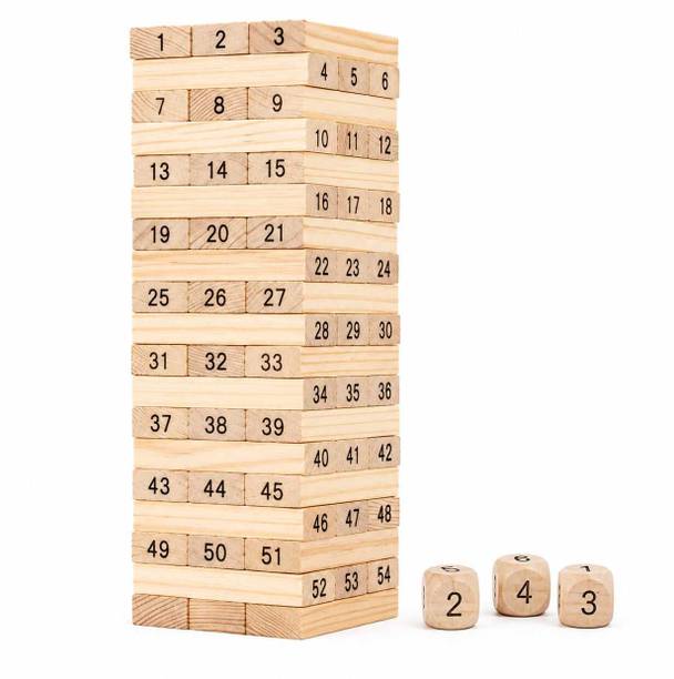 RK PAVITHRA Wooden Number Stacking Blocks with 3 Dice for Kids