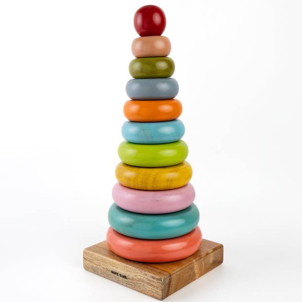 BABY YANK Wooden Stacking Toys Jumbo, Ring Stack Toy Montessori Play Set for Baby, Toddler