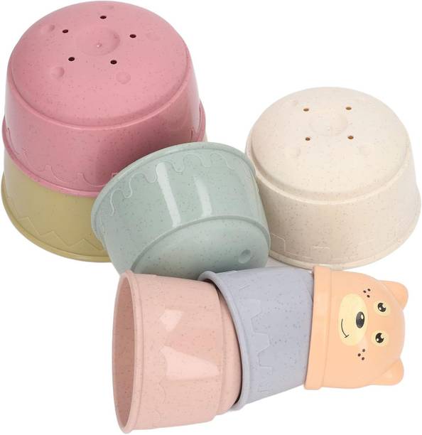 Sotnof Stacking Blocks Building Toys for Babies Cup Early Educational PP Baby Bath Toys