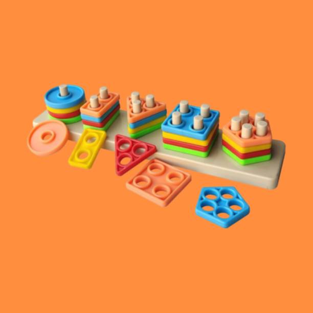 Kidsbuddy Geometric Shape Sorter Puzzle Toy Shape Matching Blocks Color LC03.2906 Geo