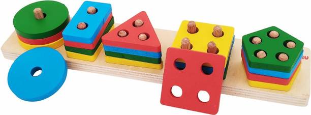 WUDLY Wooden Shape Sorting Puzzle Toy for Kids | 3D Peg Board (1–4 Years)