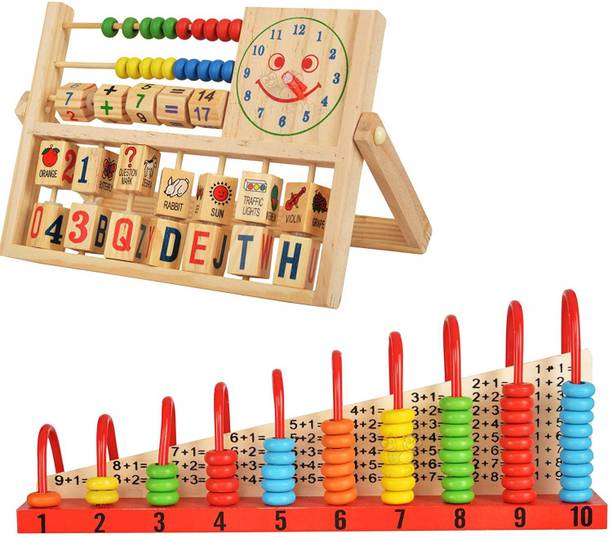 Kishore collection Wooden Calculation Shelf+Abacus Frame(Combo)Stacking Counting learning for kids