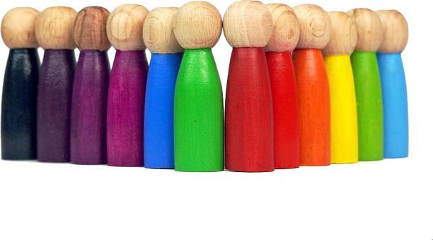 Natural.Toys Wooden Peg Dolls Toy Set of 12 Pcs