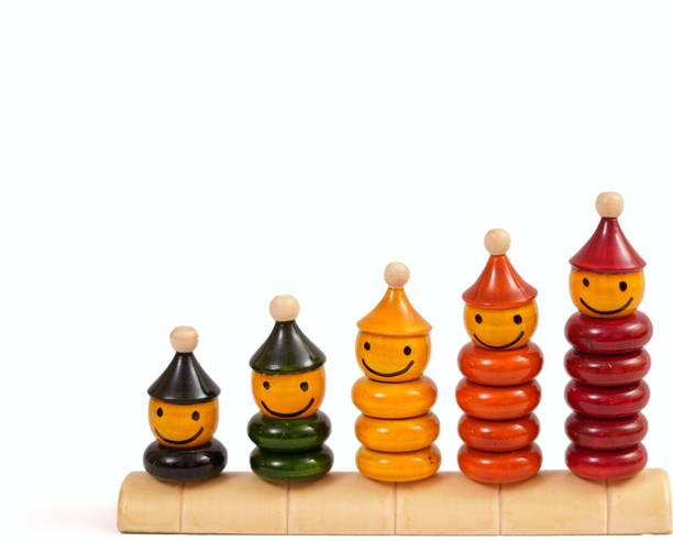 BAALVE Channapatna Wooden Toys|For 2+Yrs Kids|Eco Friendly|Stacking Rings|Peppy Five