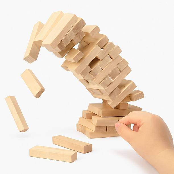 Clapjoy Slido Alpha Wooden Tumbling Tower Game, Stacking & Balancing Tower Game
