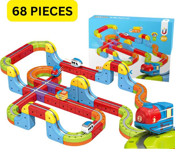 GOPIJOHN Magnetic Train Set for Kids –68 Pcs DIY Track with USB Train Car - 3+ yrs