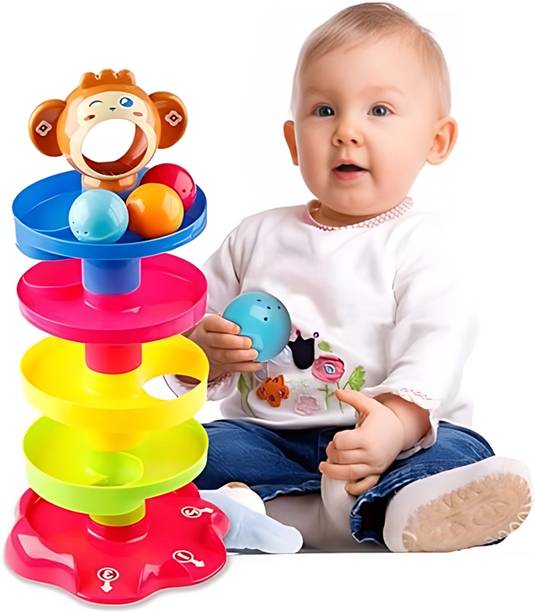 Lattice Ball Drop & Swirling Tower Toy Colorful Rolling Ramp Fun for Toddlers