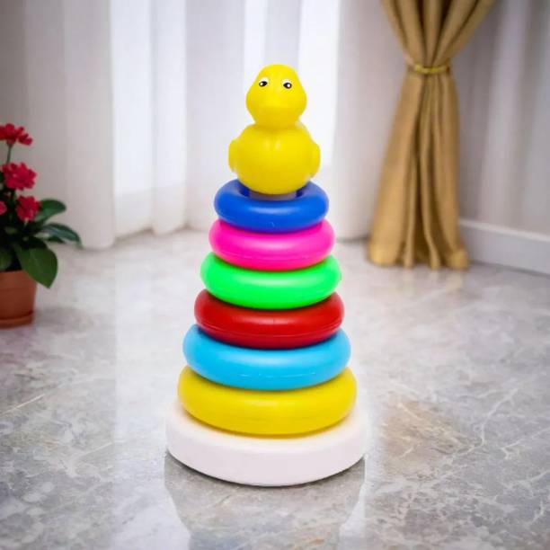 Kidsbuddy Colourful Plastic Non Toxic Attractive Stacking Ring For Baby Kids