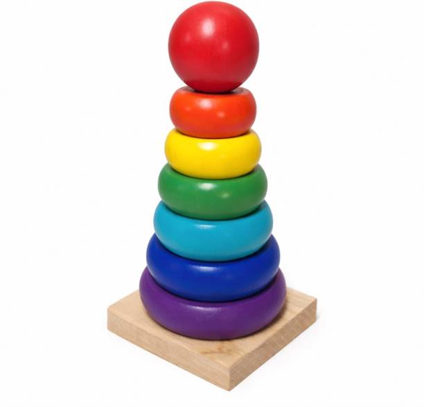 D2R Wooden Rainbow Stacking Rings Toy for kids (1–5 Years)