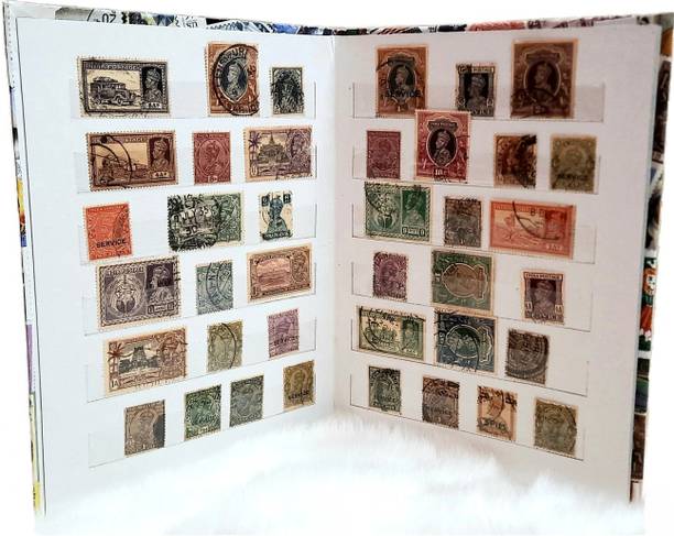 GOLD MINT Stamp Album + 1837-1947 British India 100 Different Old Antique Rare Stamps Set Stamp Album