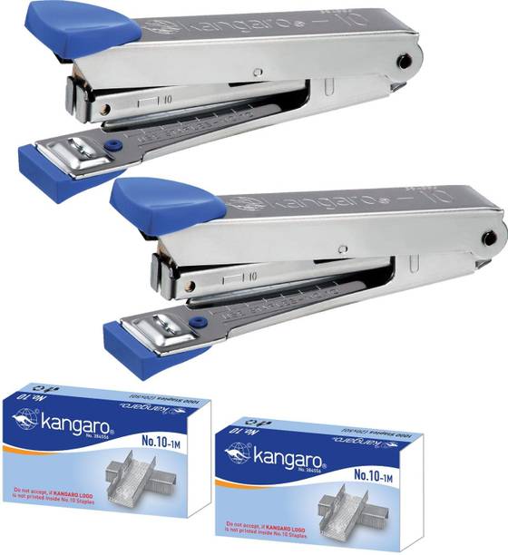 Kangaro Desk Essentials No.10 Metal Stapler & No.10-1M Staples Set | Set of 2 Stapler & 2 Staples Pin STAPLER