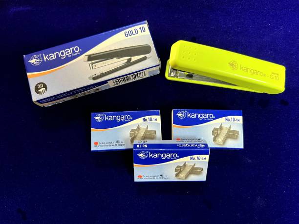 Shyam Sarowar Kangaroo Stapler - Gold 10 (Color May Vary) with 3 Pin Box of 20 psc each Box NA  Stapler