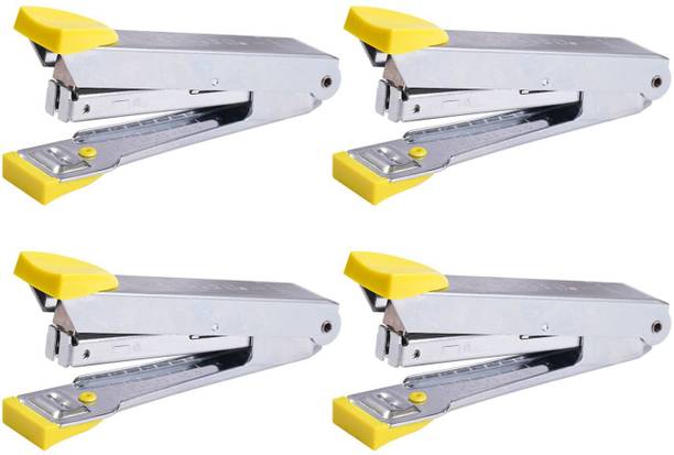 Kangaro Desk Essentials NO-10 All Metal Half Strip, Lemon Yellow, Set of 4 Cordless  Stapler