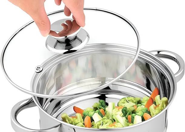 Cassoware 2 Tier Steamer-2.5mm Thick Base|Idli,Modak,Momo,Vegetable,Khandvi|Induction Base Stainless Steel Steamer