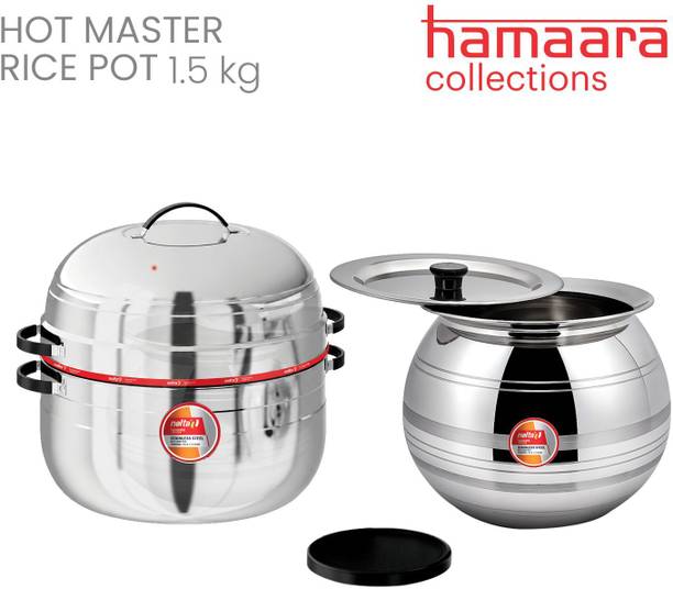 Nolta 1.5 KG Thermal Rice Cooker, ISO Certified, SS Pot & Rubber Gasket, Choodarapetty Stainless Steel Steamer