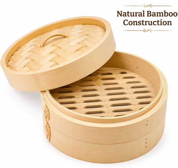 Butee Reusable Bamboo Steam Basket for Dim Sum, Bao and Healthy Cooking Bamboo Steamer