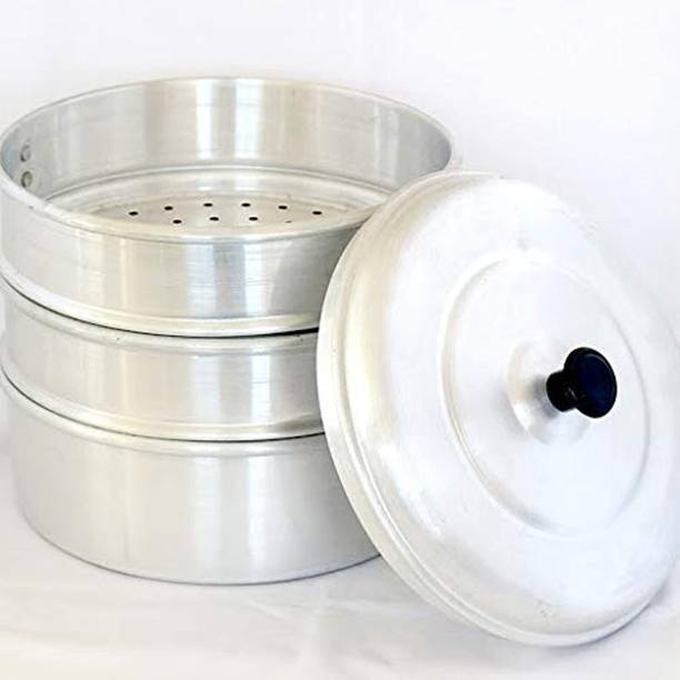 वसुंधरा momo steamer 8 inch 3 tier एल्युमीनियम स्टीमर