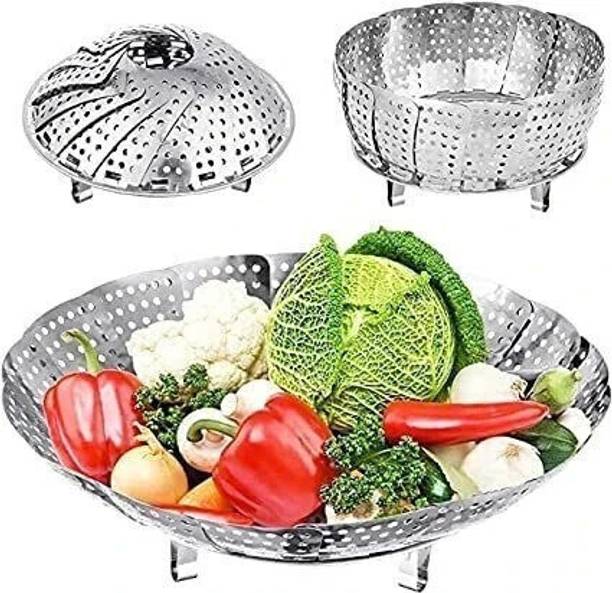 DARSHANAM WORLD Steamer Pots Pans Foldable Multipurpose Fruit Bowl Steamer Stainless Steel Steamer