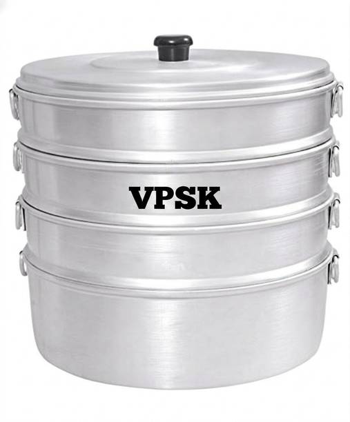 VP TRADERS 4TierSteaming Pot |8"Dia|12"Height |Dumpling/Idli|home use |40 to50 pcs Aluminium Steamer
