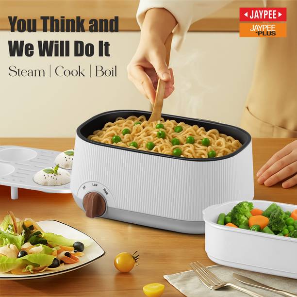 Jaypee Plus MULTICOOK Electric Food Steamer Egg Boiling, Idli, Vegetables, Pasta, Noodles Aluminium, Plastic, Borosilicate Glass Steamer