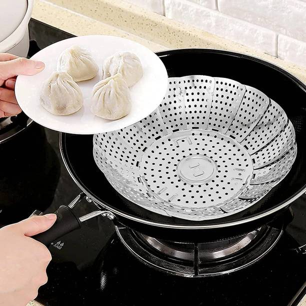 DARSHANAM WORLD Steamer Pots Pans Foldable Multipurpose Fruit Bowl Steamer Stainless Steel Steamer