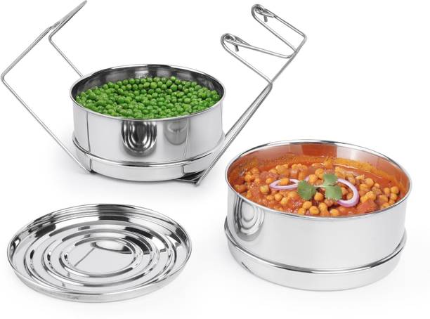 The Indus Valley Stainless Steel Separator Set for 3ltr Pressure Cooker | 2-Tier Stainless Steel Steamer