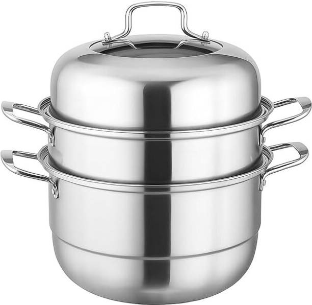 Samusagya 2 Tier Steamer Pot with Handle and Lid - Steamer Pot Stainless Steel Steamer