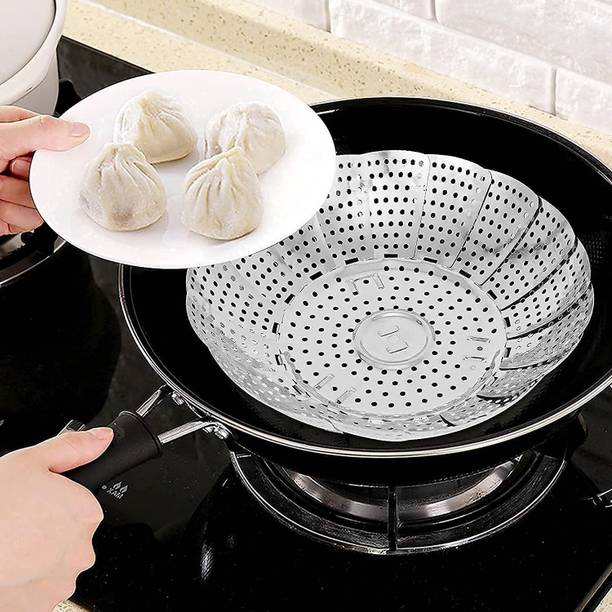 TWO PURCHASE Steamer Pots Pans Foldable Multipurpose Fruit Bowl Steamer Stainless Steel Steamer