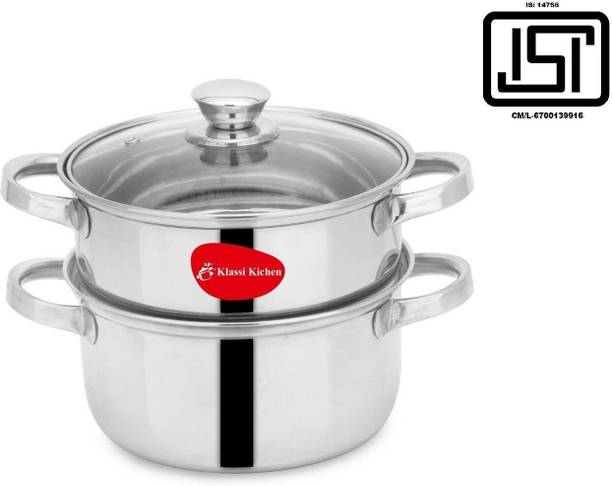 Klassi Kichen 2 Tier Steamer Set with Lid|Pasta Steamer|Vegetable|Momo. Stainless Steel Steamer