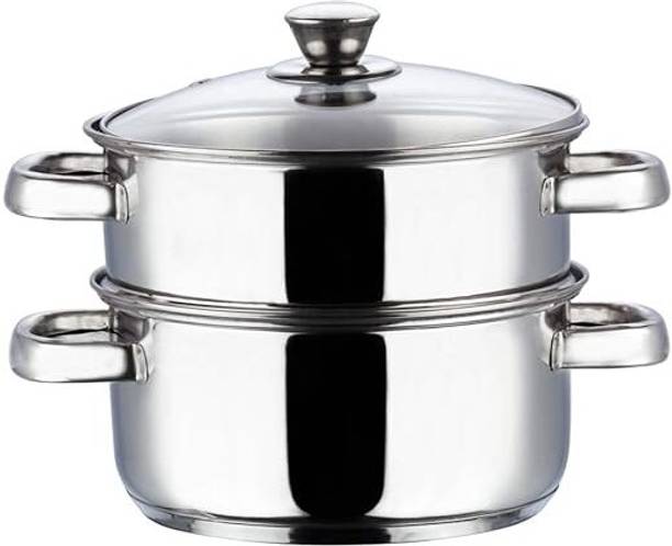 Vinod stainless steel 2 Tier Steamer 18 cm with Glass Lid Stainless Steel Steamer