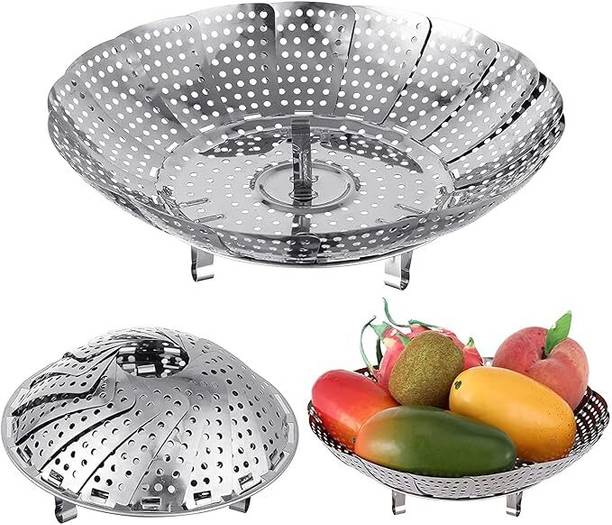 Tikmani Enterprise Stainless Steel Multipurpose foldable Steamer Basket for Vegetable & fruit Stainless Steel Steamer