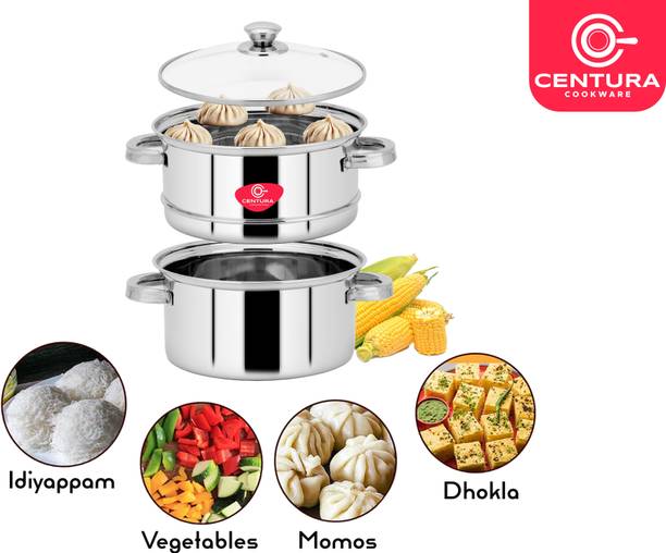 CENTURA Stainless Steel 2-Tier Steamer (4.5L) For Cooking/Boiling/Baking/DeepFry - 20CM Stainless Steel Steamer