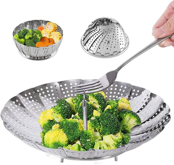 HASMUN Vegetable Steamer Basket for Veggie Fish Food,Adjustable Size to Fit Various Pot Steel Steamer