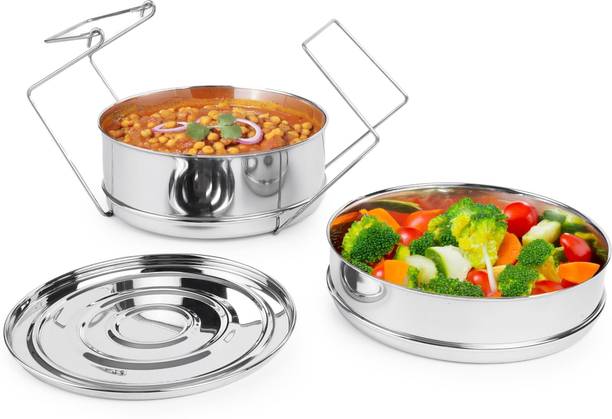 The Indus Valley Stainless Steel Separator Set for 5ltr Pressure Cooker | 2-Tier Stainless Steel Steamer